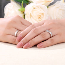 Load image into Gallery viewer, "Couple Ring" 18K rotatable custom-engraved couple diamond ring