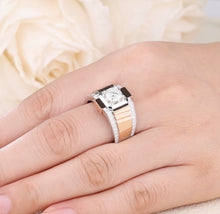 Load image into Gallery viewer, "Couple Ring" 18K rotatable custom-engraved couple diamond ring
