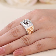 Load image into Gallery viewer, "Couple Ring" 18K rotatable custom-engraved couple diamond ring