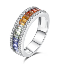 Load image into Gallery viewer, "Rectangular combination" Baguette 18K natural sapphire diamond ring