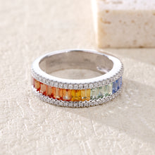 Load image into Gallery viewer, "Rectangular combination" Baguette 18K natural sapphire diamond ring