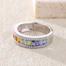 Load image into Gallery viewer, "Rectangular combination" Baguette 18K natural sapphire diamond ring