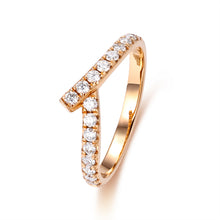 Load image into Gallery viewer, "Simple Lines" 18K set with natural white diamonds, V-shaped silk scarf style diamond ring