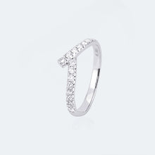 Load image into Gallery viewer, "Simple Lines" 18K set with natural white diamonds, V-shaped silk scarf style diamond ring