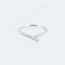 Load image into Gallery viewer, "Simple Lines" 18K set with natural white diamonds, V-shaped silk scarf style diamond ring