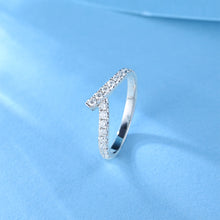 Load image into Gallery viewer, "Simple Lines" 18K set with natural white diamonds, V-shaped silk scarf style diamond ring
