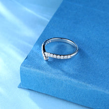 Load image into Gallery viewer, "Simple Lines" 18K set with natural white diamonds, V-shaped silk scarf style diamond ring