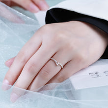 Load image into Gallery viewer, "Simple Lines" 18K set with natural white diamonds, V-shaped silk scarf style diamond ring