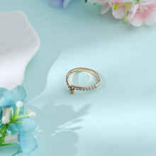 Load image into Gallery viewer, "Simple Lines" 18K set with natural white diamonds, V-shaped silk scarf style diamond ring
