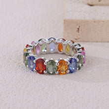 Load image into Gallery viewer, Ovale 18K white gold ring with natural sapphire