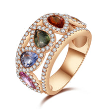 Load image into Gallery viewer, 18K natural pear-shaped sapphire colored gemstone diamond ring