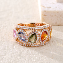 Load image into Gallery viewer, 18K natural pear-shaped sapphire colored gemstone diamond ring
