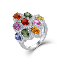 Load image into Gallery viewer, Ovale 18K white gold ring with natural egg-shaped colored gemstones
