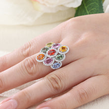 Load image into Gallery viewer, Ovale 18K white gold ring with natural egg-shaped colored gemstones