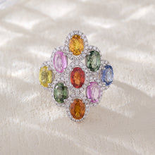 Load image into Gallery viewer, Ovale 18K white gold ring with natural egg-shaped colored gemstones