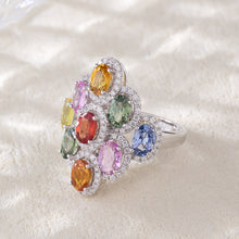 Load image into Gallery viewer, Ovale 18K white gold ring with natural egg-shaped colored gemstones