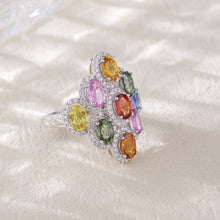 Load image into Gallery viewer, Ovale 18K white gold ring with natural egg-shaped colored gemstones