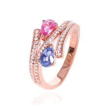 Load image into Gallery viewer, 18K natural pear-shaped sapphire diamond ring