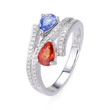 Load image into Gallery viewer, 18K natural pear-shaped sapphire diamond ring