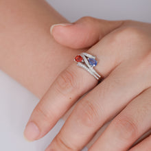 Load image into Gallery viewer, 18K natural pear-shaped sapphire diamond ring