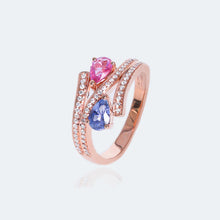 Load image into Gallery viewer, 18K natural pear-shaped sapphire diamond ring
