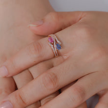 Load image into Gallery viewer, 18K natural pear-shaped sapphire diamond ring