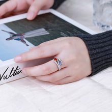 Load image into Gallery viewer, 18K natural pear-shaped sapphire diamond ring