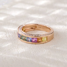 Load image into Gallery viewer, 18K Natural Princess Sapphire Colored Diamond Ring