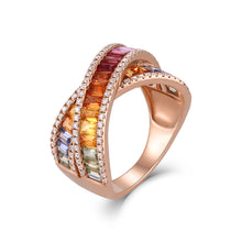 Load image into Gallery viewer, "Rectangular combination" Baguette 18K natural sapphire diamond ring