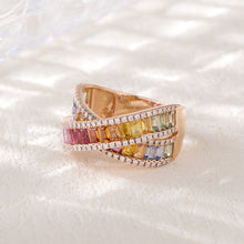 Load image into Gallery viewer, "Rectangular combination" Baguette 18K natural sapphire diamond ring