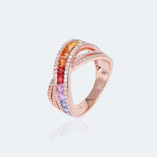 Load image into Gallery viewer, "Princess Combination" 18K Natural Princess Sapphire and Diamond Ring