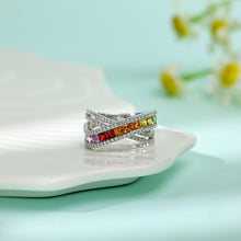 Load image into Gallery viewer, "Princess Combination" 18K Natural Princess Sapphire and Diamond Ring