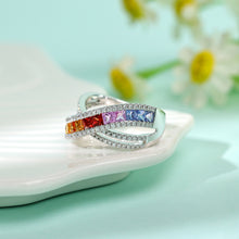 Load image into Gallery viewer, "Princess Combination" 18K Natural Princess Sapphire and Diamond Ring