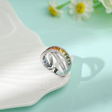 Load image into Gallery viewer, "Princess Combination" 18K Natural Princess Sapphire and Diamond Ring