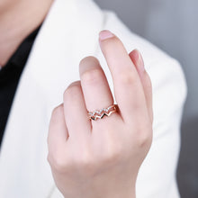 Load image into Gallery viewer, "Simple Lines" 18K natural white diamond linear double wave diamond ring