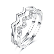 Load image into Gallery viewer, "Simple Lines" 18K natural white diamond linear double wave diamond ring
