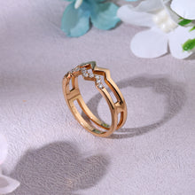 Load image into Gallery viewer, "Simple Lines" 18K natural white diamond linear double wave diamond ring