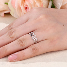 Load image into Gallery viewer, "Simple Lines" 18K natural white diamond linear double wave diamond ring