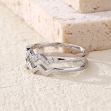 Load image into Gallery viewer, "Simple Lines" 18K natural white diamond linear double wave diamond ring