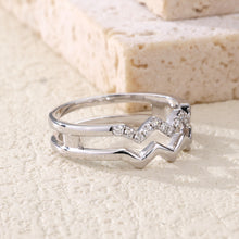 Load image into Gallery viewer, "Simple Lines" 18K natural white diamond linear double wave diamond ring