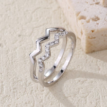 Load image into Gallery viewer, "Simple Lines" 18K natural white diamond linear double wave diamond ring