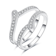 Load image into Gallery viewer, "Simple Lines" 18K natural white diamond linear double V-shaped silk scarf diamond ring