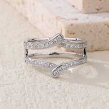 Load image into Gallery viewer, "Simple Lines" 18K natural white diamond linear double V-shaped silk scarf diamond ring