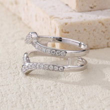 Load image into Gallery viewer, "Simple Lines" 18K natural white diamond linear double V-shaped silk scarf diamond ring