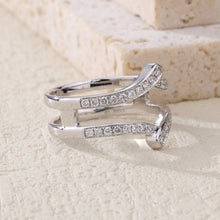 Load image into Gallery viewer, "Simple Lines" 18K natural white diamond linear double V-shaped silk scarf diamond ring