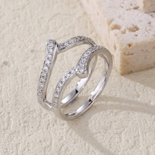 Load image into Gallery viewer, "Simple Lines" 18K natural white diamond linear double V-shaped silk scarf diamond ring