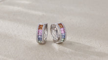Load and play video in Gallery viewer, "Rectangular Combination" 18K natural rectangular sapphire colored gemstone and diamond earrings