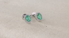 Load and play video in Gallery viewer, "Snowy Mountains and Green Hills" 18K emerald and diamond earrings
