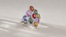 Load and play video in Gallery viewer, Ovale 18K white gold ring with natural egg-shaped colored gemstones