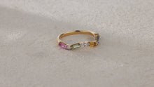 Load and play video in Gallery viewer, 18K natural baguette sapphire colored gemstone diamond ring